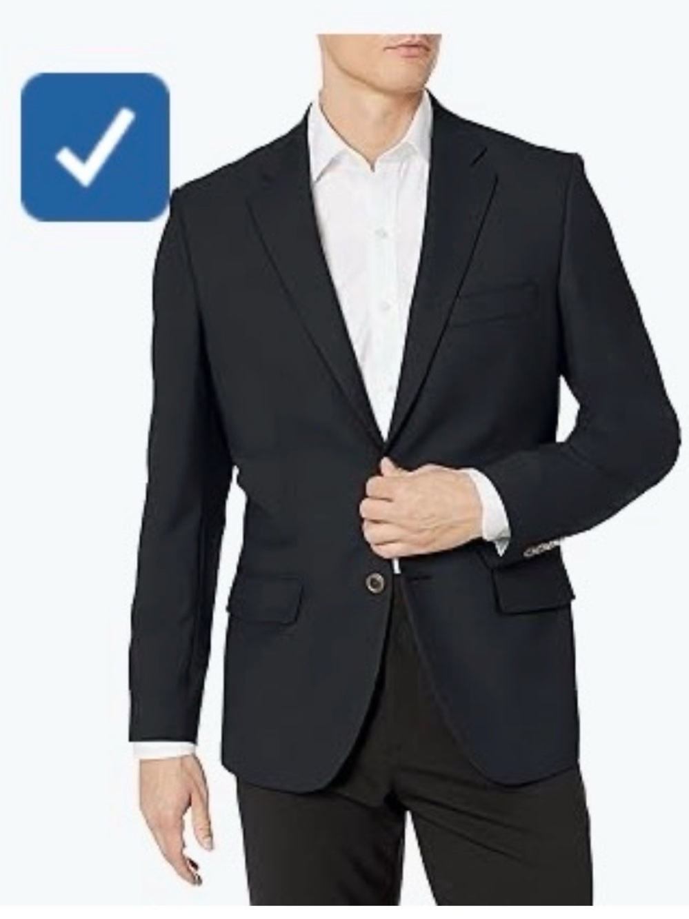 Amazon Men's Black Single-Breasted Two-Button Blazer